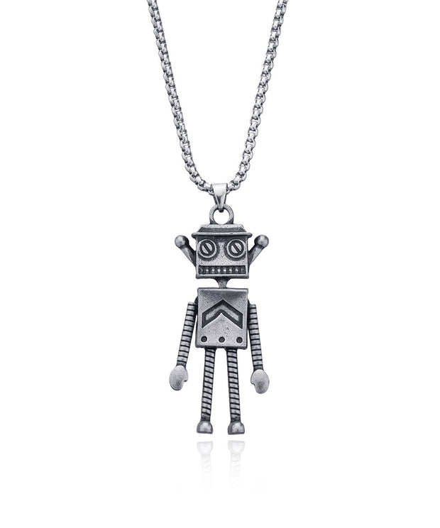 Vintage Antenna Robot Pendant Necklace