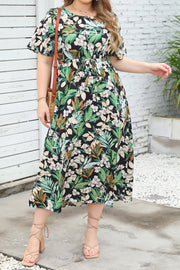 Women Plus Size Casual Fashion Short Sleeve O Neck Print Dress