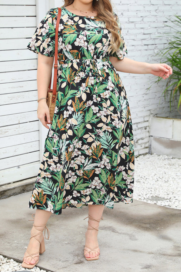 Women Plus Size Casual Fashion Short Sleeve O Neck Print Dress