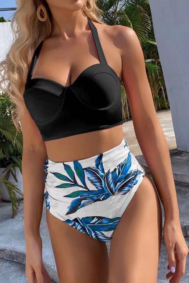 High Waisted Printed Two Piece Swimsuit