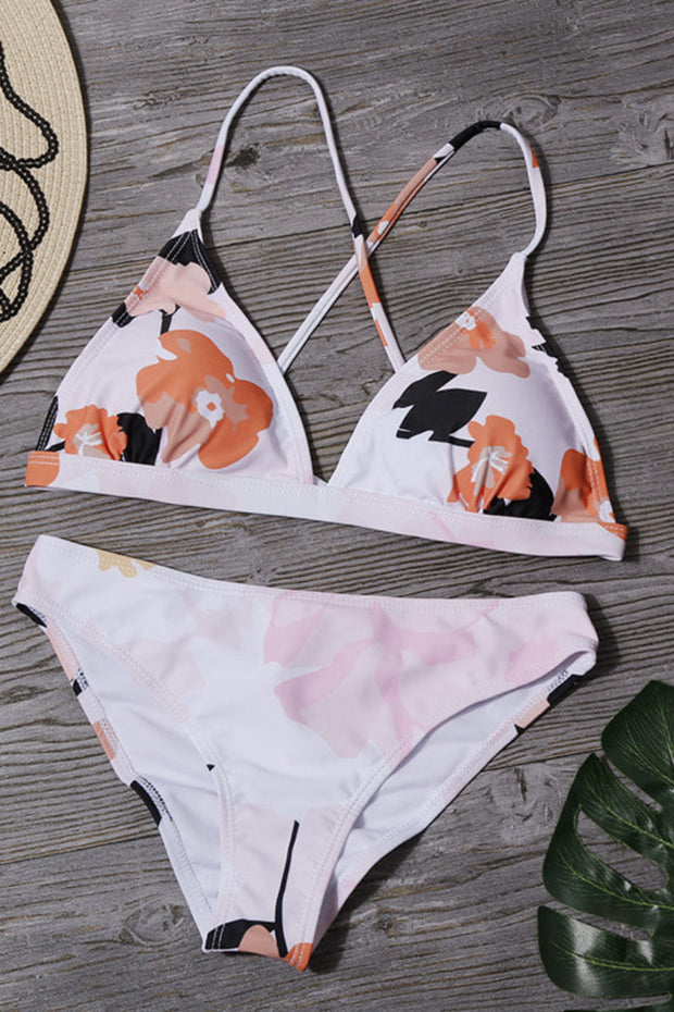 Spaghetti Strap Floral Print Two pieces Swimsuit