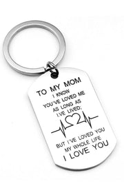 Keyring - love you mom (with silver heart charm)