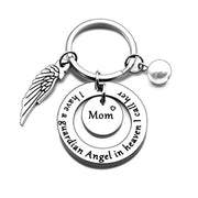 I Have A Guardian Angel In Heaven I Call Her Mom Keychain(with wing charm)