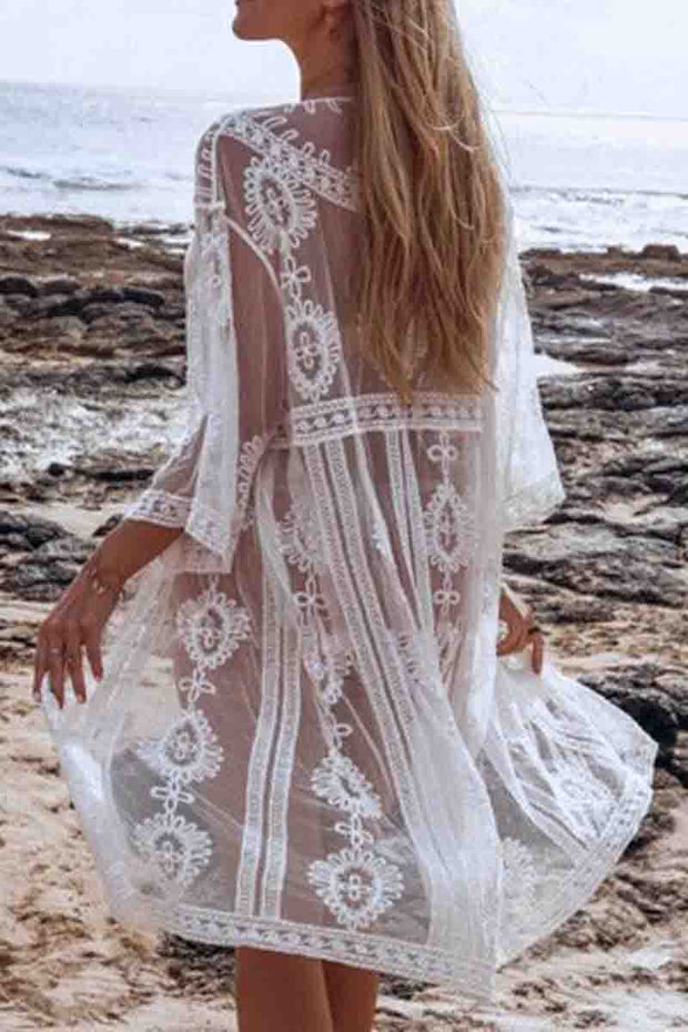 Crochet Trim Maxi Cover Up (2Colors)