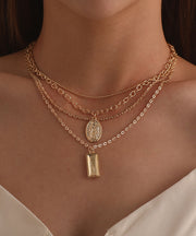 Goldtone Layered Charm & Pendant Necklace