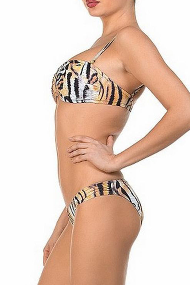 Bandeau Tiger Print Low Waist Bikini Set