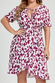 Women Plus Size Casual Fashion Short Sleeve V Neck Print Dress