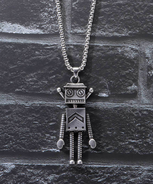 Vintage Antenna Robot Pendant Necklace