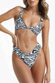 Zebra Print Two Pieces Swimsuit