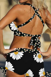 Floral Print Top Pants Two Piece Swimwear