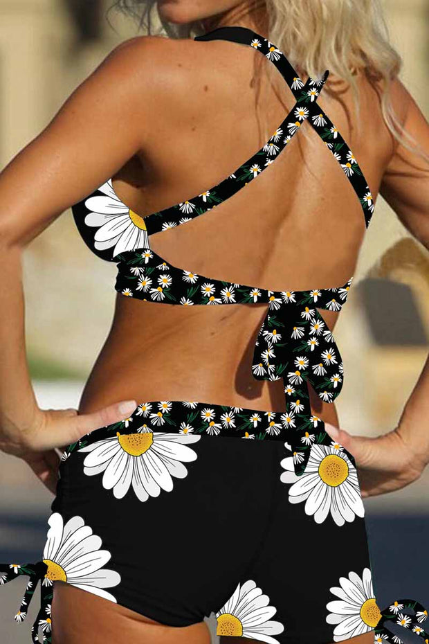 Floral Print Top Pants Two Piece Swimwear