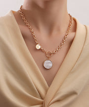 Imitation Pearl & Goldtone Toggle Necklace