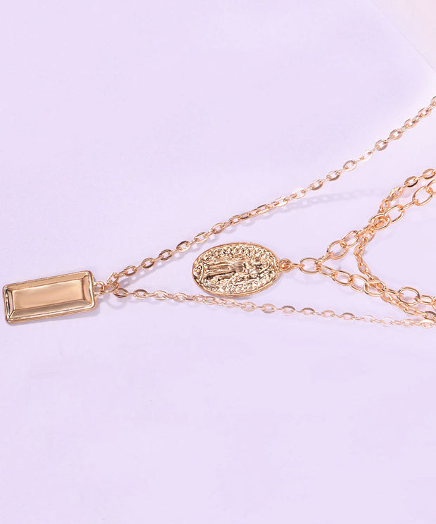 Goldtone Layered Charm & Pendant Necklace