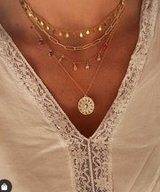 Imitation Diamond & Goldtone Circle Layered Tassel Necklace