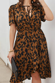 Women Plus Size Casual Fashion Short Sleeve V Neck Print Dress