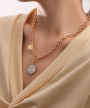 Imitation Pearl & Goldtone Toggle Necklace