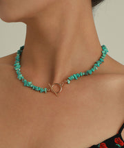 Imitation Turquoise & Imitation Pearl Goldtone Toggle Necklace