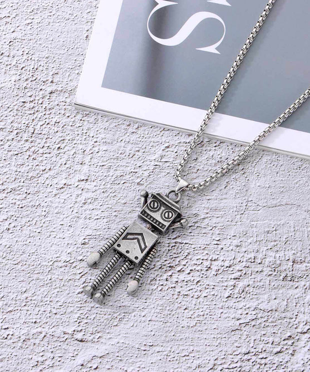 Vintage Antenna Robot Pendant Necklace