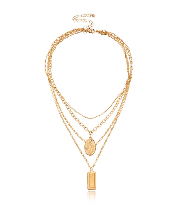 Goldtone Layered Charm & Pendant Necklace