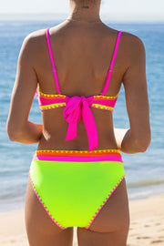 Bandeau Shell Trim Green Bikini Set