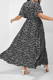 Flutter Sleeve Ditsy Floral Pocket Split Maxi Dress