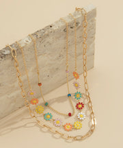 Goldtone Daisy Layered Necklace