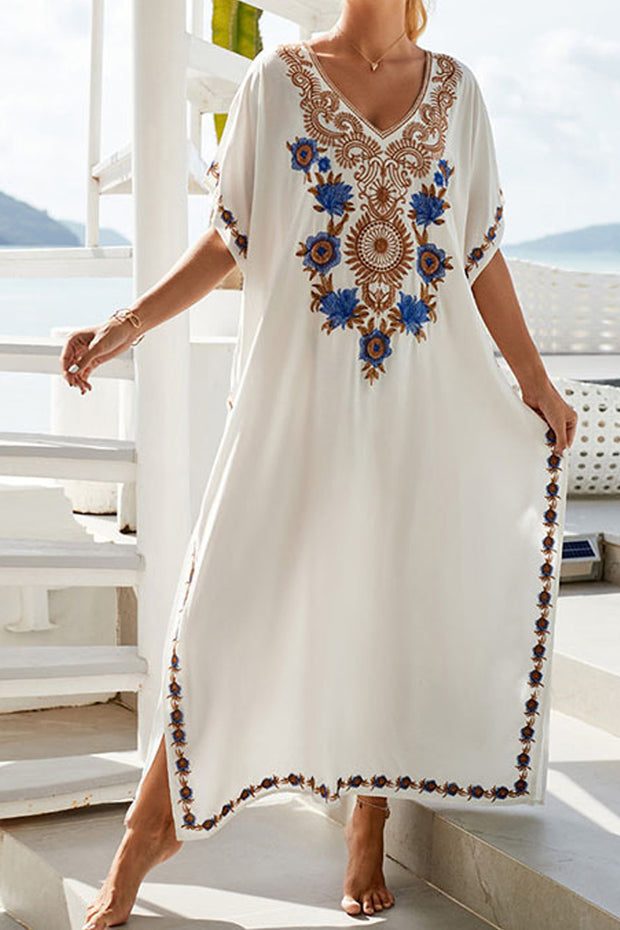 Embroidered Maxi Beach Cover Up