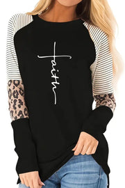 Faith Letter Print Crew Neck T-Shirt