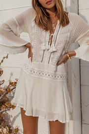 Chiffon Lace Ruffle Bell Sleeve Cover up