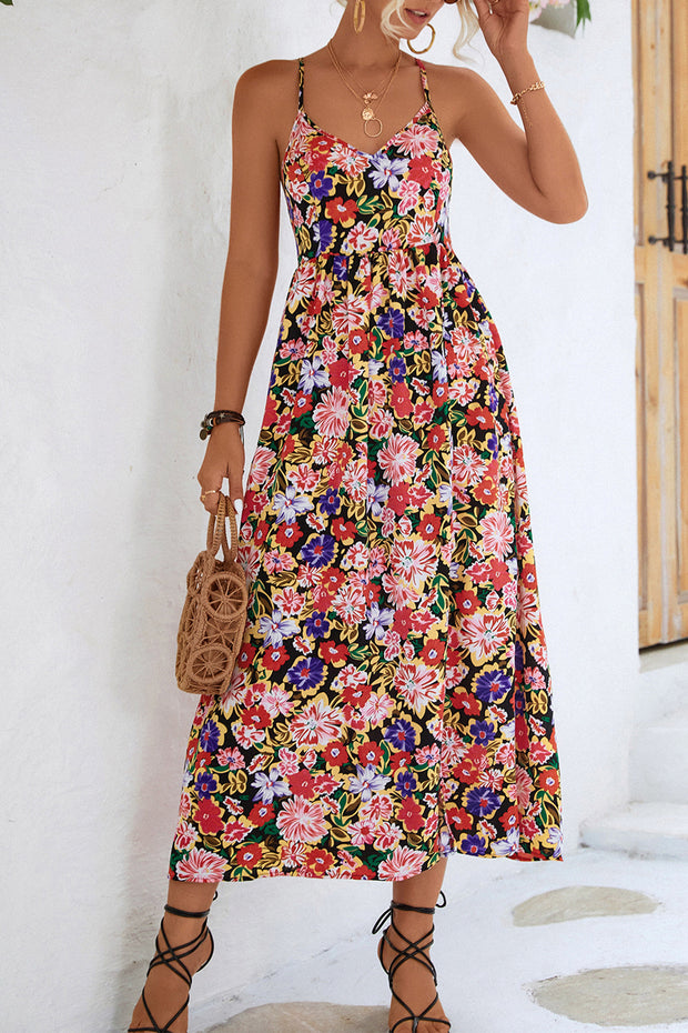 Floral Printed Strap Midi Dress