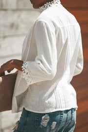 Straight Lace Patchwork White Shirt