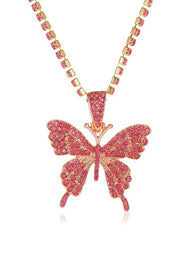 Butterfly and Rhinestone Pendant Necklace