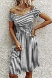 Fashion Short Sleeve Stripe Dress