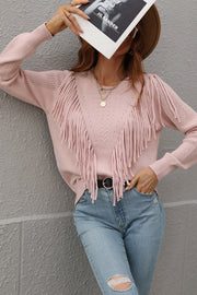 O Neck Tassel Design Sweater