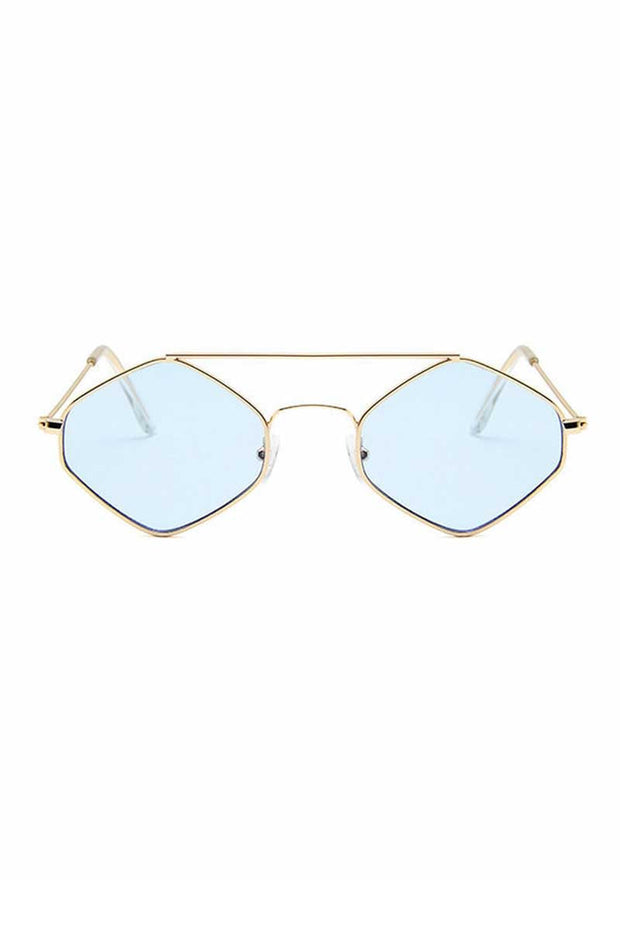 Geometric Cutout Metal Frame Tinted Lens Sunglasses