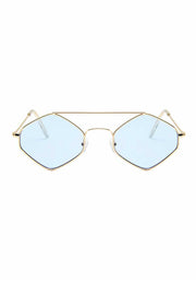 Geometric Cutout Metal Frame Tinted Lens Sunglasses