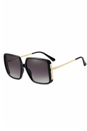 Gradient Metal Temple Square Frame Beach Sunglasses