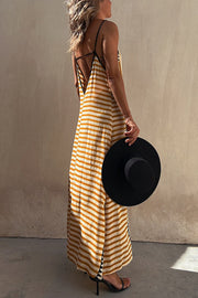 Ethnic Print Backless A-line Maxi Dress