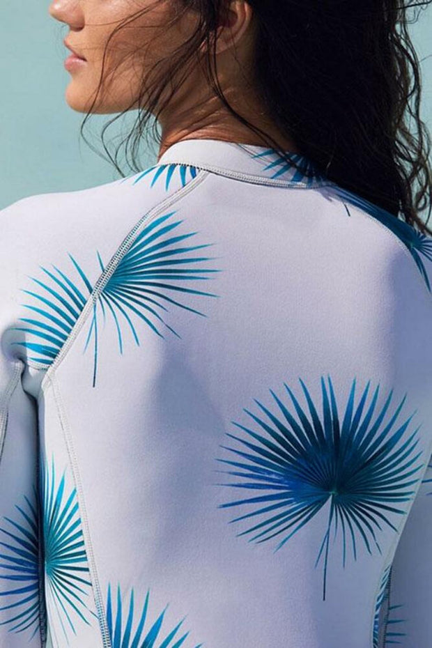 Sport White Surf Raglan Long Sleeve Rash  Guard  One Piece Swimsuit