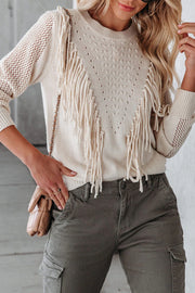 O Neck Tassel Design Sweater