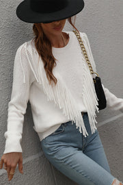 O Neck Tassel Design Sweater