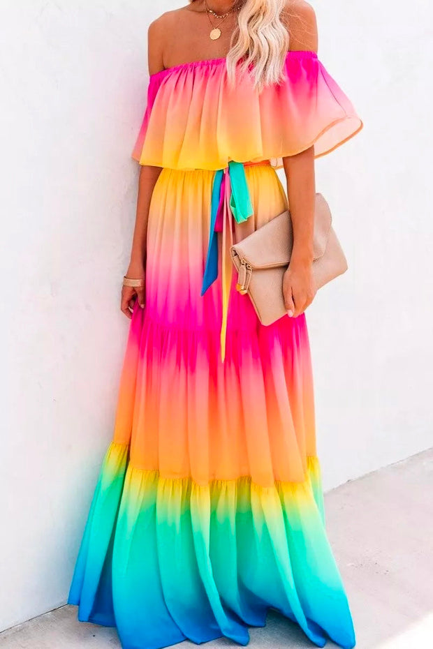 Gradual Change Multicolor Maxi Dress