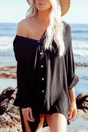 Long Sleeve Button Down Chiffon Cover Up Blouse