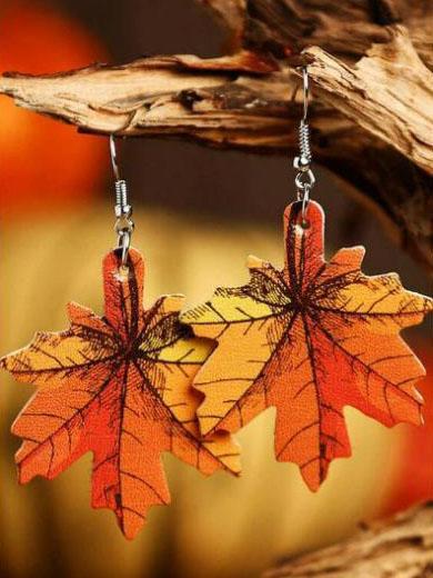 Maple Leaf Plaid Leather Earrings