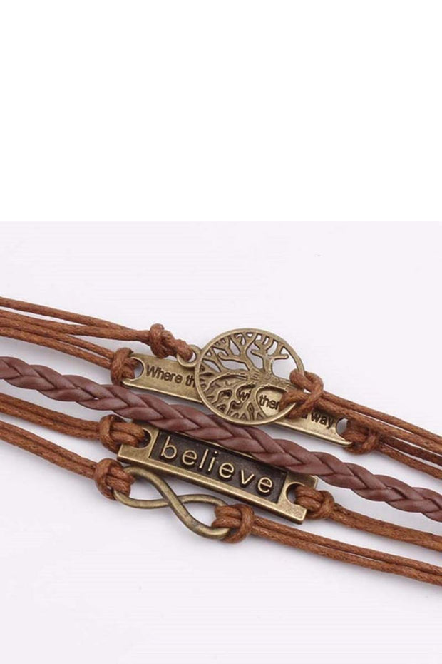 Women Bronze Vintage Leather Rope Bracelet