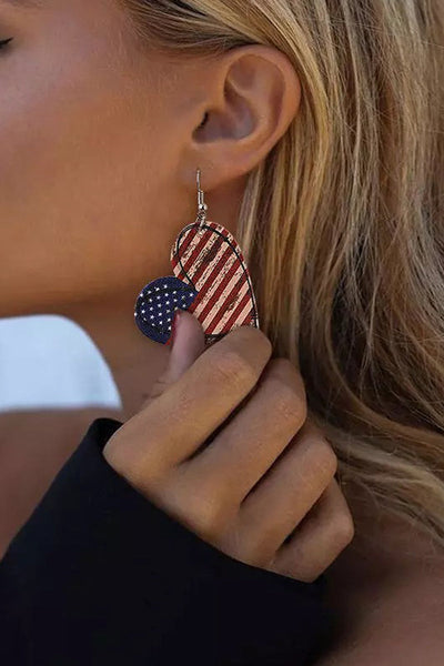 American Flag Star Hook Earrings