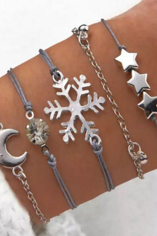 5Pcs Christmas Snowflake Moon Star Bracelet