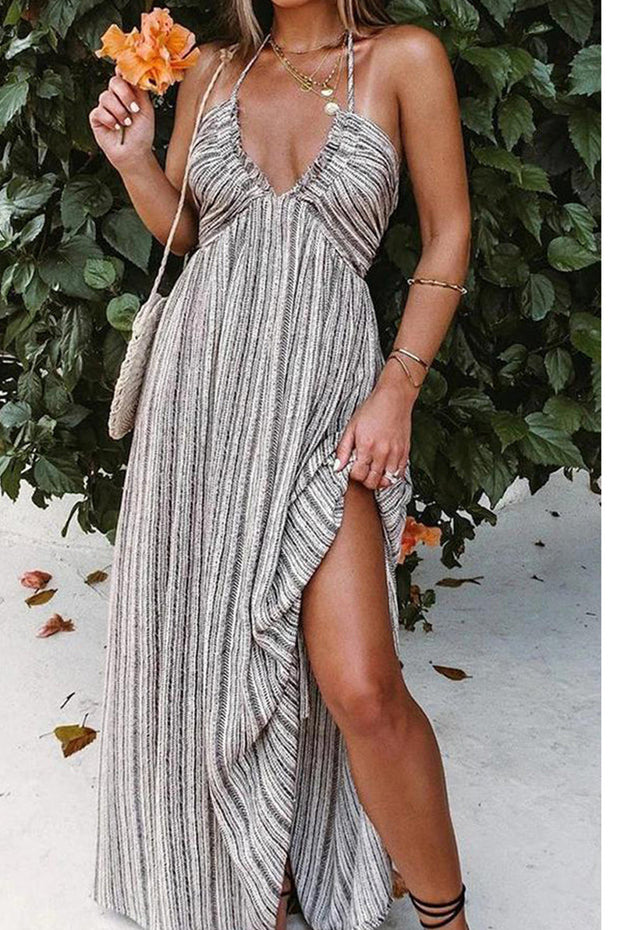 Sexy Renesmae Pocketed Halter Maxi Dress