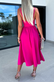 Cutie Pocketed Cutout Slit Midi Dress