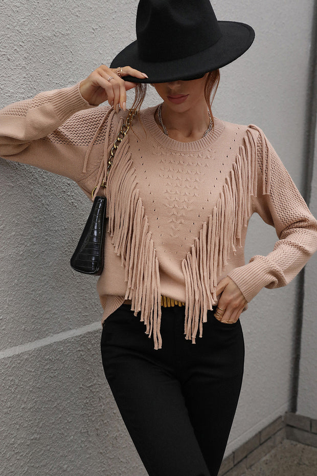 O Neck Tassel Design Sweater